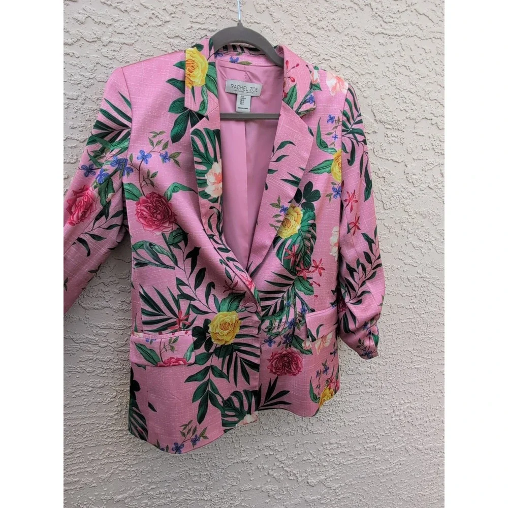 Rachel Zoe Pink Floral Blazer Small - Picture 1 of 9